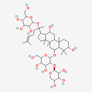 molecular formula C47H80O18 B12809120 2-[2-[6-[4,5-dihydroxy-6-(hydroxymethyl)-3-[(2S)-3,4,5-trihydroxyoxan-2-yl]oxyoxan-2-yl]oxy-3,12-dihydroxy-4,4,8,10,14-pentamethyl-2,3,5,6,7,9,11,12,13,15,16,17-dodecahydro-1H-cyclopenta[a]phenanthren-17-yl]-6-methylhept-5-en-2-yl]oxy-6-(hydroxymethyl)oxane-3,4,5-triol 