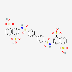 molecular formula C32H24N2O16S6 B12809175 1,5-Naphthalenedisulfonic acid, 3,3'-((1,1'-biphenyl)-4,4'-diylbis(sulfonylimino))bis- CAS No. 130798-66-2