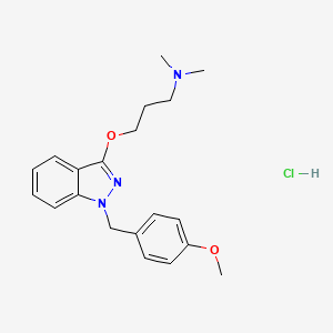 molecular formula C20H26ClN3O2 B12809395 1H-Indazole, 3-(3-(dimethylamino)propoxy)-1-(p-methoxybenzyl)-, monohydrochloride CAS No. 1472-33-9