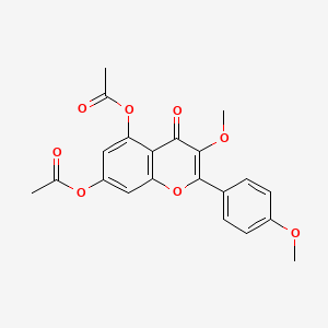 molecular formula C21H18O8 B12809399 5-(Acetyloxy)-3-methoxy-2-(4-methoxyphenyl)-4-oxo-4H-chromen-7-yl acetate CAS No. 6320-37-2