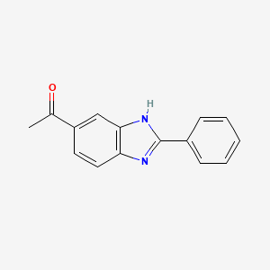 molecular formula C15H12N2O B12809407 Ethanone, 1-(2-phenyl-1H-benzimidazol-5-YL)- CAS No. 91437-90-0