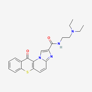 molecular formula C21H22N4O2S B12809416 N-(2-(Diethylamino)ethyl)-11-oxo-11H-imidazo(1,2-a)thiochromeno(2,3-e)pyridine-2-carboxamide CAS No. 4742-69-2