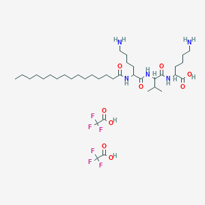 molecular formula C37H67F6N5O9 B12809534 Pal-Lys-Val-Lys-OH;Palmitoyl tripeptide-5 bistrifluoracetate salt;palmitoyl-Lys-Val-Lys-OH.2TFA 