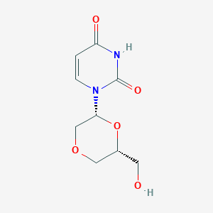 molecular formula C9H12N2O5 B12809822 (6-(Hydroxymethyl)-1,4-dioxan-2-yl)uracil CAS No. 101527-68-8