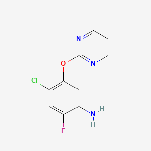 molecular formula C10H7ClFN3O B1280992 4-Chloro-2-fluoro-5-(pyrimidin-2-yloxy)aniline CAS No. 213675-94-6