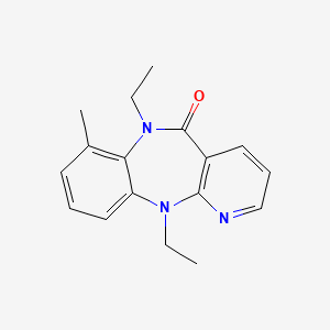 molecular formula C17H19N3O B12810119 N6,N11-Diethyl-7-methyl-6,11-dihydro-5H-pyrido(2,3-b)(1,5)benzodiazepin-5-one CAS No. 133626-64-9