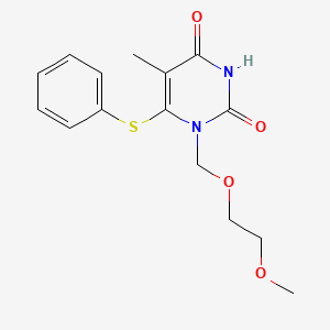 molecular formula C15H18N2O4S B12810147 1-((2-Methoxyethoxy)methyl)-6-(phenylthio)thymine CAS No. 132774-35-7