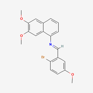 molecular formula C20H18BrNO3 B12810450 N-(2-Bromo-5-methoxybenzylidene)-6,7-dimethoxy-1-naphthalenamine CAS No. 56517-01-2