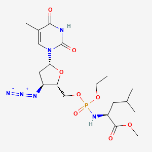 molecular formula C19H31N6O8P B12810663 5'MeOLeuPO3(Et) AZT CAS No. 133201-16-8