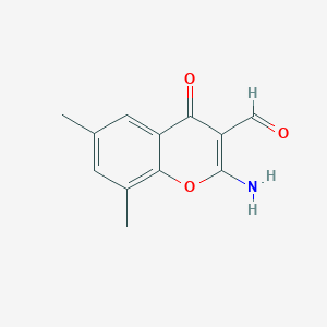 molecular formula C12H11NO3 B1281085 2-amino-6,8-dimethyl-4-oxo-4H-chromene-3-carbaldehyde CAS No. 68301-79-1