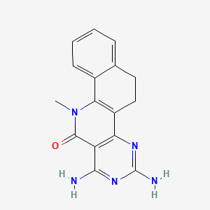 molecular formula C16H15N5O B12810967 Benzo(h)pyrimido(5,4-c)quinolin-12(6H)-one, 1,3-diamino-5,11-dihydro-11-methyl- CAS No. 68465-19-0