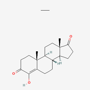 molecular formula C21H32O3 B12812079 ethane;(8R,9S,10R,13S,14S)-4-hydroxy-10,13-dimethyl-2,6,7,8,9,11,12,14,15,16-decahydro-1H-cyclopenta[a]phenanthrene-3,17-dione 