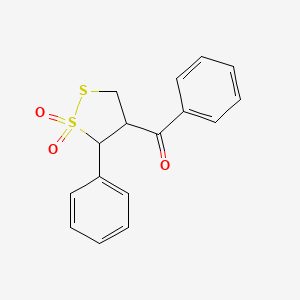 molecular formula C16H14O3S2 B12812134 Methanone, (1,1-dioxido-5-phenyl-1,2-dithiolan-4-yl)phenyl- CAS No. 23877-34-1