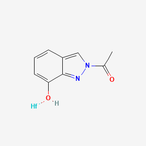 molecular formula C9H8HfN2O2 B12812326 Hafnium;1-(7-hydroxyindazol-2-yl)ethanone 