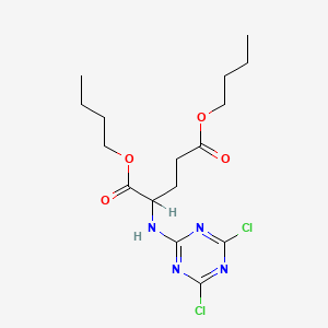 molecular formula C16H24Cl2N4O4 B12812378 Dibutyl 2-((4,6-dichloro-1,3,5-triazin-2-yl)amino)pentanedioate CAS No. 5462-78-2