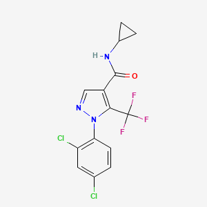 molecular formula C14H10Cl2F3N3O B12812380 N-cyclopropyl-1-(2,4-dichlorophenyl)-5-(trifluoromethyl)pyrazole-4-carboxamide CAS No. 98534-23-7