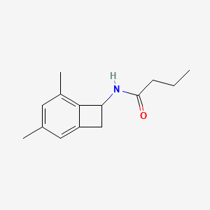 molecular formula C14H19NO B12812442 N-(3,5-Dimethylbicyclo(4.2.0)octa-1,3,5-trien-7-yl)butanamide CAS No. 33213-03-5