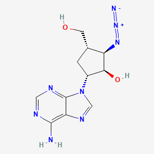 molecular formula C11H14N8O2 B12812583 Carbocyclic-3'-azido-3'-deoxy-adenosine CAS No. 118333-16-7