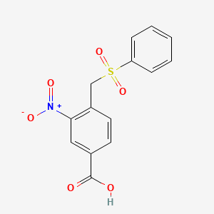 molecular formula C14H11NO6S B12812618 Benzoic acid, 3-nitro-4-((phenylsulfonyl)methyl)- CAS No. 103439-95-8