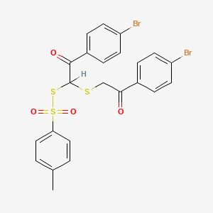 molecular formula C23H18Br2O4S3 B12812856 S-(2-(4-Bromophenyl)-1-((2-(4-bromophenyl)-2-oxoethyl)thio)-2-oxoethyl) 4-methylbenzenesulfonothioate CAS No. 31377-95-4