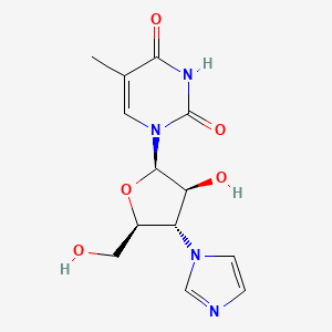 molecular formula C13H16N4O5 B12812866 1-(3-Imidazol-1-yl-3-deoxy-beta-D-arabinofuranosyl)thymine CAS No. 124355-31-3