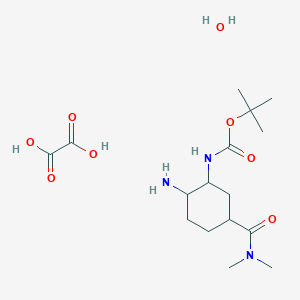 molecular formula C16H31N3O8 B12814302 tert-butyl N-[(1R,2S,5S)-2-amino-5-(dimethylcarbamoyl)cyclohexyl]carbamate oxalate hydrate 