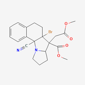 molecular formula C21H23BrN2O4 B12814588 Methyl 6a-bromo-11a-cyano-5,6a,7,7a,8,9,10,11a-octahydro-7-(methoxycarbonyl)-6H-benzo(g)pyrrolo(1,2-a)indole-7-acetate CAS No. 83927-37-1