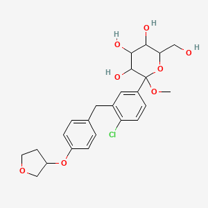 molecular formula C24H29ClO8 B12814611 2-[4-Chloro-3-[[4-(oxolan-3-yloxy)phenyl]methyl]phenyl]-6-(hydroxymethyl)-2-methoxyoxane-3,4,5-triol 