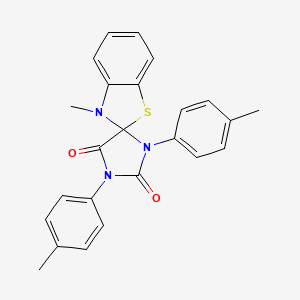 molecular formula C24H21N3O2S B12814652 Spiro(benzothiazole-2(3H),4'-imidazolidine)-2',5'-dione, 3-methyl-1',3'-bis(4-methylphenyl)- CAS No. 62689-07-0