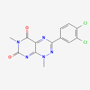 molecular formula C13H9Cl2N5O2 B12814781 Pyrimido(5,4-e)-1,2,4-triazine-5,7-(1H,6H)-dione, 3-(3,4-dichlorophenyl)-1,6-dimethyl- CAS No. 42285-69-8