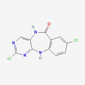 molecular formula C11H6Cl2N4O B12814820 6H-Pyrimido(4,5-b)(1,4)benzodiazepin-6-one, 2,8-dichloro-5,11-dihydro- CAS No. 66427-85-8