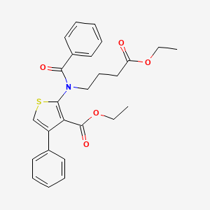 molecular formula C26H27NO5S B12814912 Ethyl 2-(benzoyl(4-ethoxy-4-oxobutyl)amino)-4-phenyl-3-thiophenecarboxylate CAS No. 54805-47-9