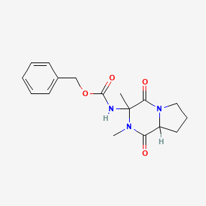 molecular formula C17H21N3O4 B12814943 Benzyl 2,3-dimethyl-1,4-dioxooctahydropyrrolo(1,2-a)pyrazin-3-ylcarbamate CAS No. 53941-83-6