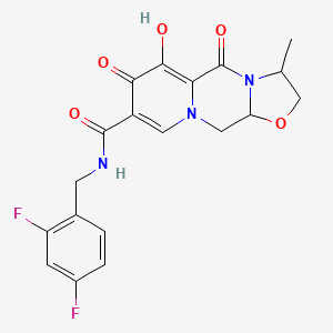 molecular formula C19H17F2N3O5 B12815065 Oxazolo[3,2-a]pyrido[1,2-d]pyrazine-8-carboxamide, N-[(2,4-difluorophenyl)methyl]-2,3,5,7,11,11a-hexahydro-6-hydroxy-3-methyl-5,7-dioxo-, (3S,11aR)-;Oxazolo[3,2-a]pyrido[1,2-d]pyrazine-8-carboxamide, N-[(2,4-difluorophenyl)methyl]-2,3,5,7,11,11a-hexahydro-6-hydroxy-3-methyl-5,7-dioxo-, (3S,11aR)- 
