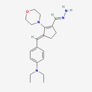 molecular formula C21H30N4O B12815069 N,N-Diethyl-4-((3-(hydrazonomethyl)-2-morpholinocyclopent-2-en-1-ylidene)methyl)aniline 