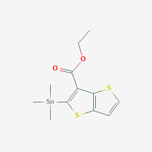 molecular formula C12H16O2S2Sn B12815175 Ethyl 2-(trimethylstannyl)thieno[3,2-b]thiophene-3-carboxylate 