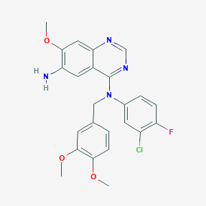 molecular formula C24H22ClFN4O3 B12815177 N4-(3-chloro-4-fluorophenyl)-N4-(3,4-dimethoxybenzyl)-7-methoxyquinazoline-4,6-diamine 