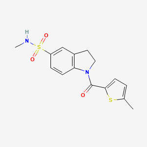 molecular formula C15H16N2O3S2 B12815343 N-Methyl-1-(5-methylthiophene-2-carbonyl)indoline-5-sulfonamide 