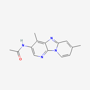 molecular formula C14H14N4O B12815355 N-(6,11-dimethyl-1,3,8-triazatricyclo[7.4.0.02,7]trideca-2,4,6,8,10,12-hexaen-5-yl)acetamide CAS No. 81809-88-3