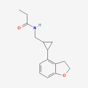 molecular formula C15H19NO2 B12815398 N-[[2-(2,3-dihydro-1-benzofuran-4-yl)cyclopropyl]methyl]propanamide 