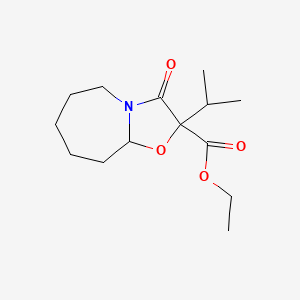 molecular formula C14H23NO4 B12815504 Ethyl 2-isopropyl-3-oxooctahydro(1,3)oxazolo(3,2-a)azepine-2-carboxylate CAS No. 60807-03-6
