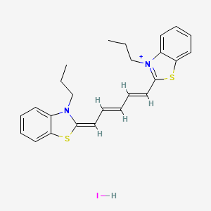 molecular formula C25H28IN2S2+ B12815818 (2E)-3-propyl-2-[(2E,4E)-5-(3-propyl-1,3-benzothiazol-3-ium-2-yl)penta-2,4-dienylidene]-1,3-benzothiazole;hydroiodide 