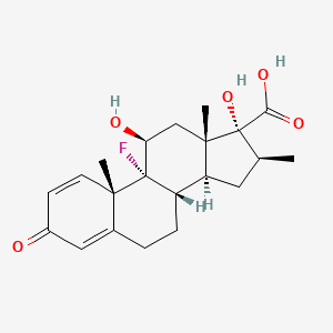 molecular formula C21H27FO5 B1281607 (8S,10S,11S,13S,14S,16S)-9-Fluoro-11,17-dihydroxy-10,13,16-trimethyl-3-oxo-6,7,8,11,12,14,15,16-octahydrocyclopenta(a)phenanthrene-17-carboxylic acid CAS No. 37926-75-3