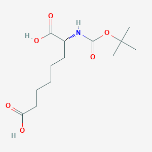 molecular formula C13H23NO6 B1281611 (R)-2-((tert-Butoxycarbonyl)amino)octanedioic acid CAS No. 75113-71-2