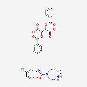 molecular formula C31H30ClN3O9 B12816180 chloro-2-[(5R)-hexahydro-5-methyl-1H-1,4-diazepin-1-yl]benzoxazole (2S,3S)-2,3-bis(benzoyloxy)-Butanedioic acid salt 