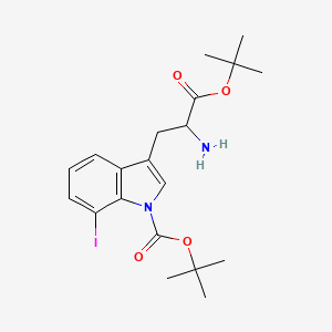 molecular formula C20H27IN2O4 B12816316 S-3-(2-Amino-2-tert-butoxycarbonylethyl)-7-iodo-indole-1-carboxylic acid tert-butyl ester 
