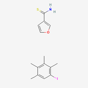 molecular formula C15H18INOS B12816353 Furan-3-carbothioamide;1-iodo-2,3,4,5-tetramethylbenzene 