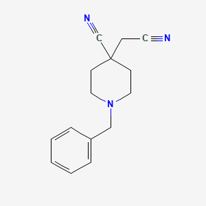 molecular formula C15H17N3 B1281645 1-Benzyl-4-(cyanomethyl)piperidine-4-carbonitrile CAS No. 86945-27-9