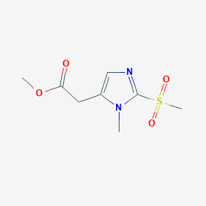 molecular formula C8H12N2O4S B12816606 Methyl 2-(1-methyl-2-(methylsulfonyl)-1H-imidazol-5-yl)acetate 