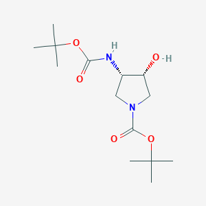 molecular formula C14H26N2O5 B12816627 tert-Butyl (3S,4R)-3-((tert-butoxycarbonyl)amino)-4-hydroxypyrrolidine-1-carboxylate 